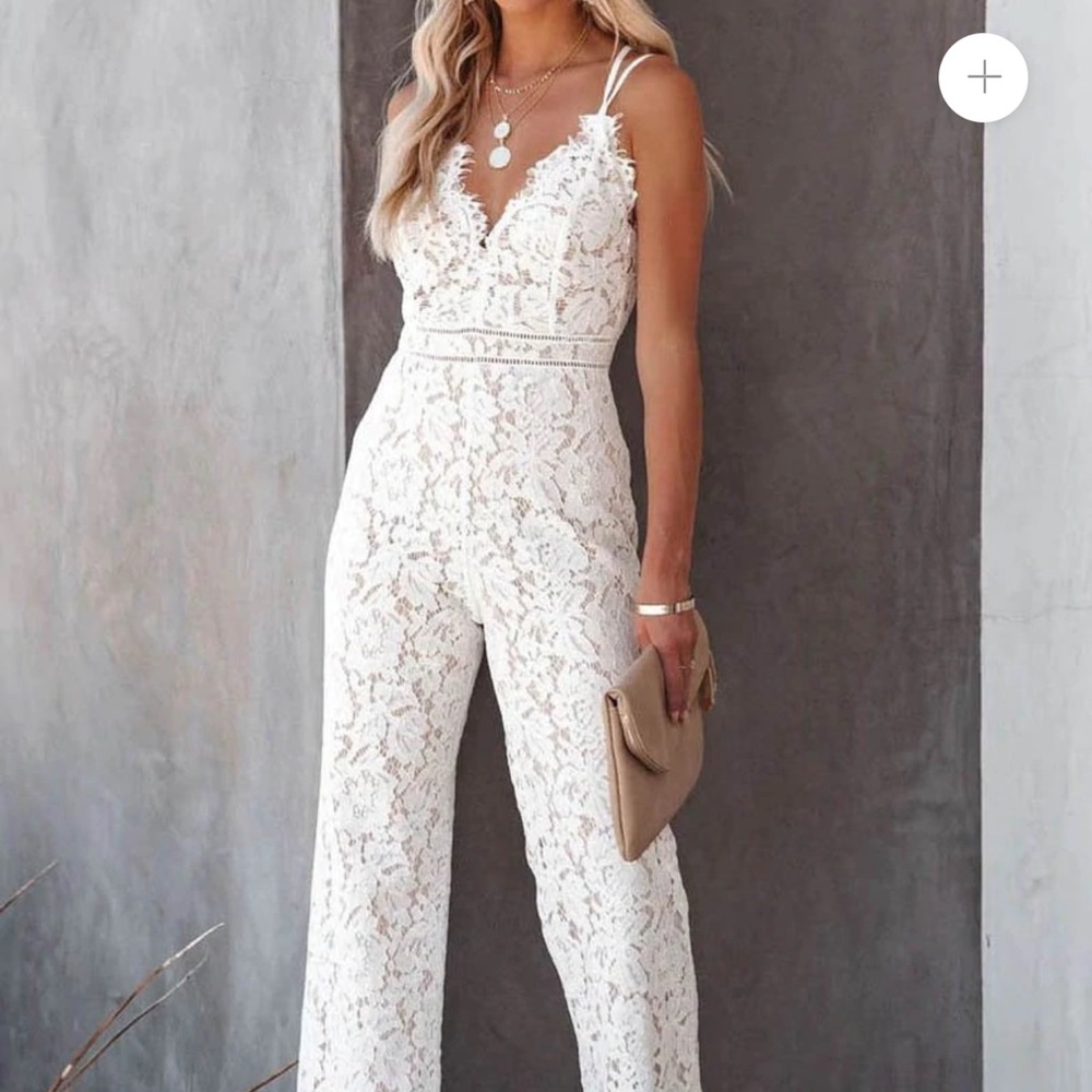White lace pant romper